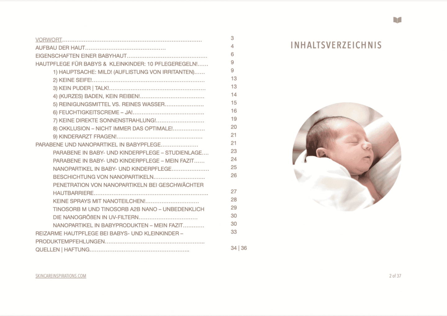 Hautpflege bei Babys und Kinder Ebook Inhaltsverzeichnis (1)